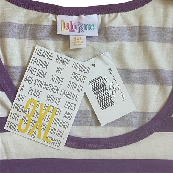 LuLaRoe Womens 3XL White & Purple Striped Tank Top Sleeveless Layering Plus Size - Picture 5 of 11